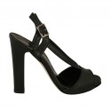 Woman's sandal in black leather with platform heel 11