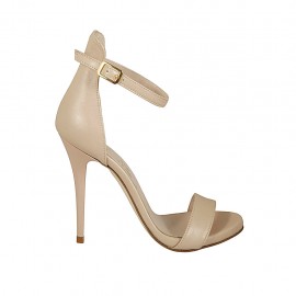 Zapato de salon abierto con plataforma y correa para mujer en piel color desnudo perlado tacon 11 - Tallas disponibles:  43