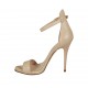 Zapato de salon abierto con plataforma y correa para mujer en piel color desnudo perlado tacon 11 - Tallas disponibles:  43