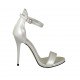 Scarpa aperta da donna con plateau e cinturino in pelle laminata argento tacco 11 - Misure disponibili: 43, 44, 45
