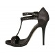 Zapato abierto con cinturones salomé en gamuza imprimida negra y gris con plataforma y tacon 11 - Tallas disponibles:  34, 46