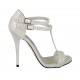 Woman's open pump with t-straps in white and silver printed suede with platform and heel 11 - Available sizes:  34