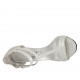 Zapato abierto con cinturones salomé en gamuza imprimida blanca y plateada con plataforma y tacon 11 - Tallas disponibles:  34