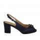 Sandalo da donna con strass e plateau in raso e vernice blu tacco 6 - Misure disponibili: 32