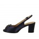 Sandalo da donna con strass e plateau in raso e vernice blu tacco 6 - Misure disponibili: 32