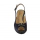 Sandalo da donna con strass e plateau in raso e vernice blu tacco 6 - Misure disponibili: 32