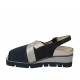 Sandalo da donna con elastici e plantare estraibile in camoscio forato blu, pelle blu e argento zeppa 4 - Misure disponibili: 33, 34, 42, 43, 44