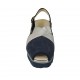Sandalo da donna con elastici e plantare estraibile in camoscio forato blu, pelle blu e argento zeppa 4 - Misure disponibili: 33, 34, 42, 43, 44