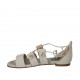 Woman's open shoe with buttons with rhinestones and laces in grey suede heel 1 - Available sizes:  32, 33, 34