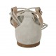 Woman's open shoe with buttons with rhinestones and laces in grey suede heel 1 - Available sizes:  32, 33, 34
