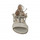 Chaussure ouverte pour femmes avec boutons avec strass et lacets en daim gris talon 1 - Pointures disponibles:  32, 33, 34