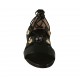 Chaussure ouverte pour femmes avec boutons avec strass et lacets en cuir noir talon 1 - Pointures disponibles:  33, 34, 46