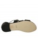 Zapato abierto para mujer con boton con estrás y cordones en piel negra tacon 1 - Tallas disponibles:  33, 34, 46