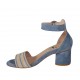 Zapato abierto para mujer en gamuza azul claro y beis con cinturon tacon 5 - Tallas disponibles:  44