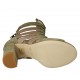 Chaussure ouverte pour femmes avec lacets et fermeture éclair en daim vert kaki et tissu beige talon 8 - Pointures disponibles:  42