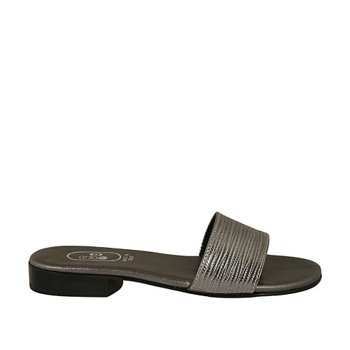Sabot da donna laminato stampato argento tacco 2 - Misure disponibili: 33, 46