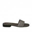 Sabot da donna laminato stampato argento tacco 2
