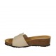 Woman's mules in nude leather with button and velcro wedge heel 4 - Available sizes:  42, 44