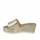 Mule ouvert pour femmes en cuir verni lamé platine talon compensé 6 - Pointures disponibles:  43