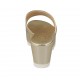 Mule ouvert pour femmes en cuir verni lamé platine talon compensé 6 - Pointures disponibles:  43