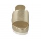 Mule ouvert pour femmes en cuir verni lamé platine talon compensé 6 - Pointures disponibles:  43