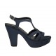 Sandalo da donna in camoscio blu con cinturino, plateau e tacco 10 - Misure disponibili: 34, 42, 43