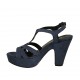 Sandalo da donna in camoscio blu con cinturino, plateau e tacco 10 - Misure disponibili: 34, 42, 43