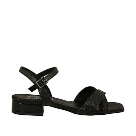 Sandale avec courroie pour femmes en imprimé cuir verni noir talon 2 - Pointures disponibles:  32, 33, 42