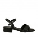 Woman's sandal with strap in black printed patent leather with heel 2