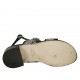 Sandalo da donna con cinturino, fasce e bottone di tessuto laminato argento e pelle nera tacco 4 - Misure disponibili: 42, 43, 45, 46