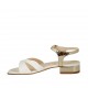 Sandalo da donna con cinturino in pelle bianca e vernice oro tacco 2 - Misure disponibili: 32, 43, 44