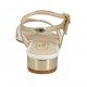 Sandalia para mujer con cinturon en piel de color blanco y charol de color oro tacon 2 - Tallas disponibles:  32, 43, 44