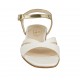 Sandalo da donna con cinturino in pelle bianca e vernice oro tacco 2 - Misure disponibili: 32, 43, 44