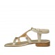 Sandalo da donna con strass e cinturino in pelle laminata platino tacco 2 - Misure disponibili: 32
