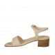 Sandale pour femmes avec courroie en cuir nue beige talon 4 - Pointures disponibles:  43