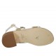 Sandalo da donna con cinturino, fasce e bottone di tessuto laminato platino e pelle bianca tacco 4 - Misure disponibili: 34, 43, 44, 45, 46