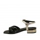 Sandalo da donna con cinturino in vernice nera e pelle laminata platino tacco 2 - Misure disponibili: 32, 33, 43