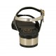 Sandalia para mujer con cinturon en charol negro y piel de color platino tacon 2 - Tallas disponibles:  32, 33