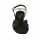 Sandalo da donna con cinturino in vernice nera e pelle laminata platino tacco 2 - Misure disponibili: 32, 33, 43