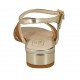 Sandalo da donna con cinturino in camoscio cuoio e vernice oro tacco 2 - Misure disponibili: 43, 44