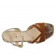 Sandalo da donna con cinturino in camoscio cuoio e vernice oro tacco 2 - Misure disponibili: 43, 44