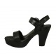 Sandalo da donna con cinturino, fibbia e plateau in pelle nera tacco 10 - Misure disponibili: 31, 34, 43