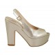Sandalo da donna con plateau in pelle laminata platino e tacco a blocco 11 - Misure disponibili: 31, 34, 43