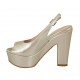 Sandalo da donna con plateau in pelle laminata platino e tacco a blocco 11 - Misure disponibili: 31, 34, 43