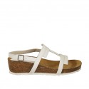 Woman's glittered white sandal wedge heel 4
