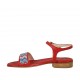 Sandalo da donna in pelle laminata rosso con cinturino e strass tacco 2 - Misure disponibili: 32, 42, 43, 46