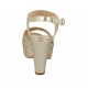 Sandalo da donna con bottone e plateau in vernice oro tacco 10 - Misure disponibili: 32, 33, 43
