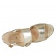 Sandalia para mujer con boton y plataforma en charol color oro tacon 10 - Tallas disponibles:  32, 33, 43