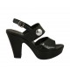 Sandalo da donna con bottone e plateau in vernice nera tacco 10 - Misure disponibili: 31, 32, 34, 42, 43, 44