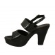 Sandalo da donna con bottone e plateau in vernice nera tacco 10 - Misure disponibili: 31, 32, 34, 42, 43, 44